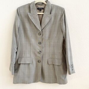 KAREN KANE Women’s Blazer  Plaid Long Blazer Coat Size 10 Gray‎ Lined